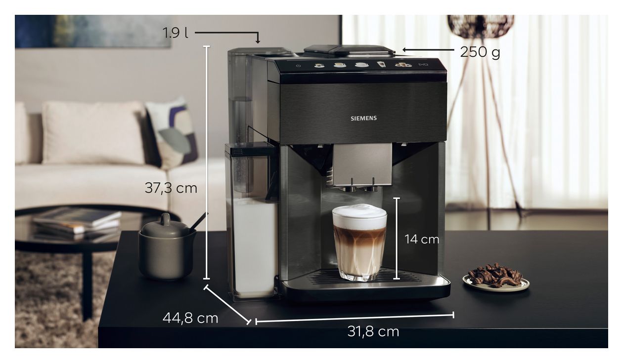 iQ500 TQ518DF3 Kaffeevollautomat 15 bar 1,9 l 270 g  (Schwarz, Edelstahl) 