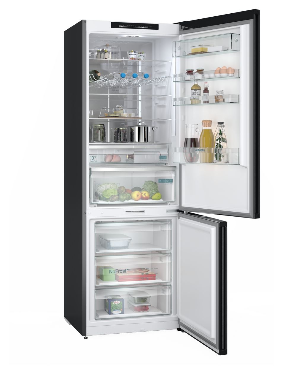 iQ700 KG49NSBBF 311 l / 129 l Kühl-Gefrierkombi freistehend NoFrost 142 kWh Jahr  (Schwarz) 