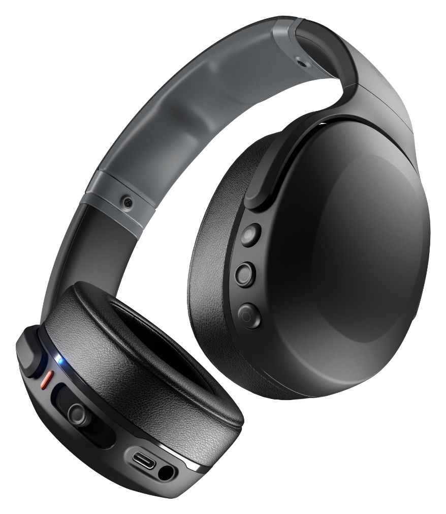 Crusher Evo Ohraufliegender Bluetooth Kopfhörer kabelgebunden&kabellos 40 h Laufzeit USB Typ-C  (Schwarz) 