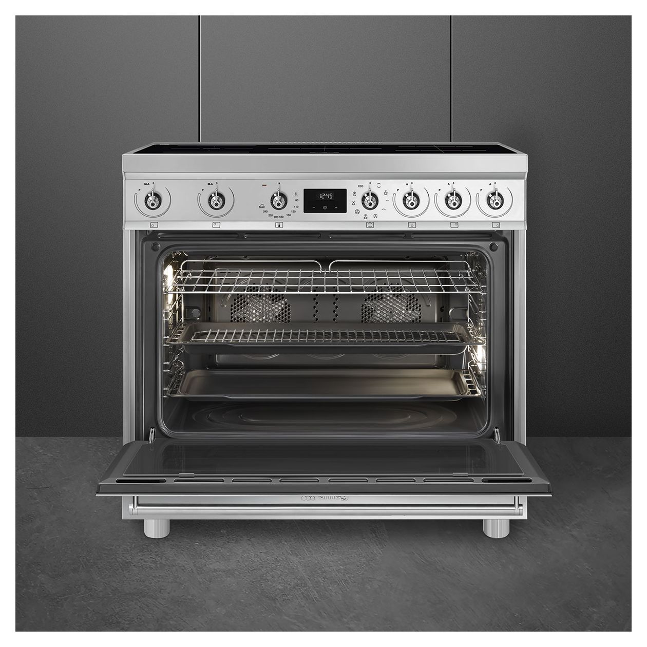 C9IMX2 Freistehender Herd Elektro 115 l Zweikreisgrill 9 Beheizungsarten AutoClean mit Induktions Kochfeld 