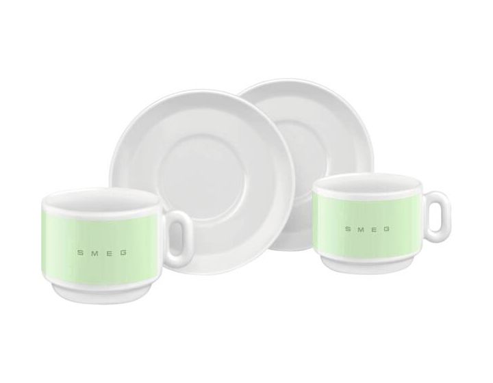 CCSF01PG Cappuccino-Tassen 2er Set Tasse  (Weiß/Grün) 