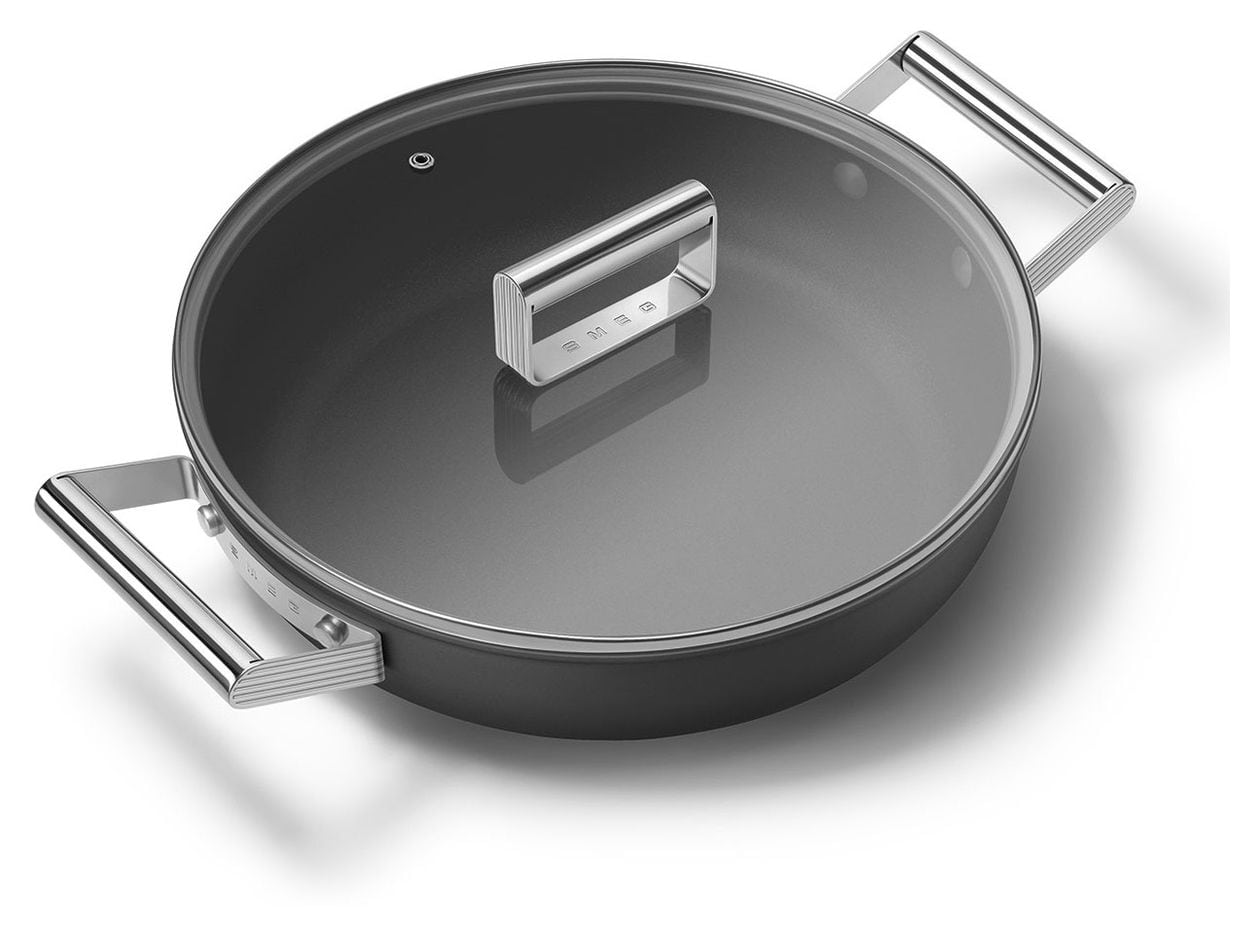 DPF2812BLM Schmorpfanne 50's Style 28 cm Keramik beschichtet für alle Herdplatten und Backöfen bis 250° mit Glas-Deckel 