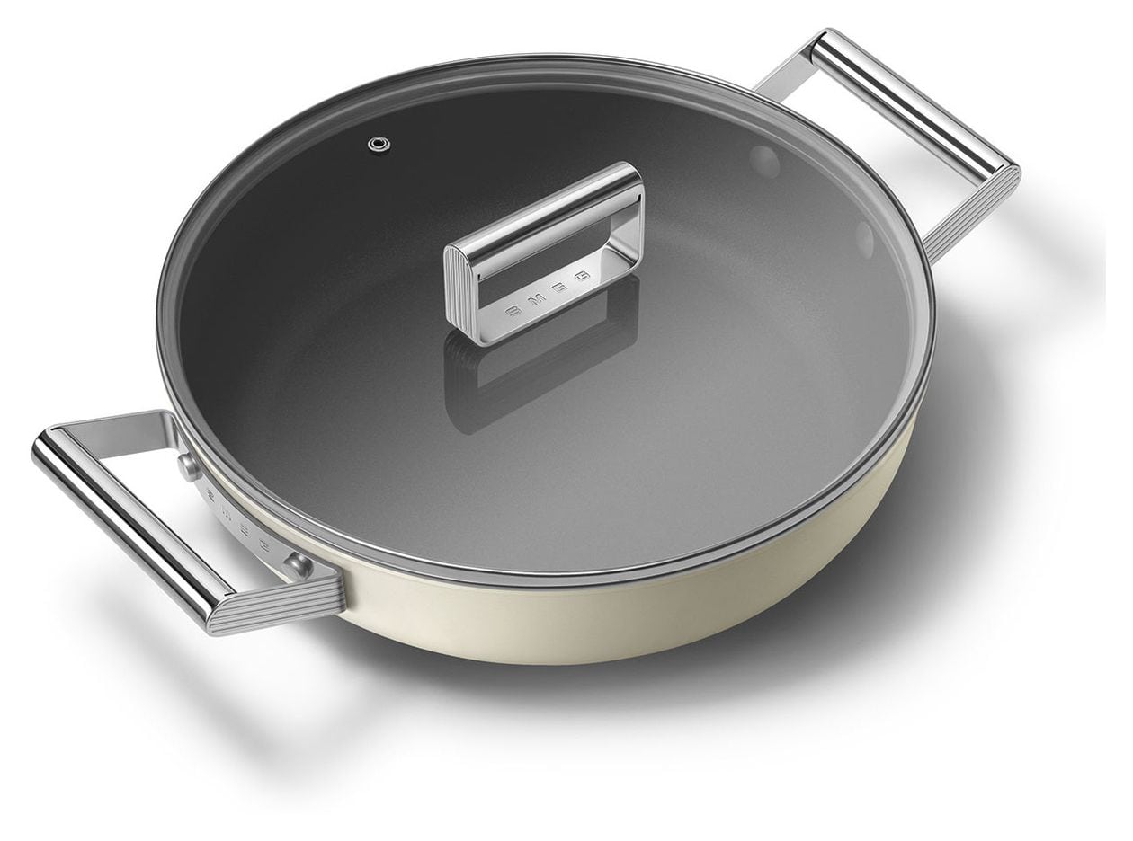 DPF2812CRM Schmorpfanne 50's Style 28 cm Keramik beschichtet für alle Herdplatten und Backöfen bis 250° mit Glas-Deckel 