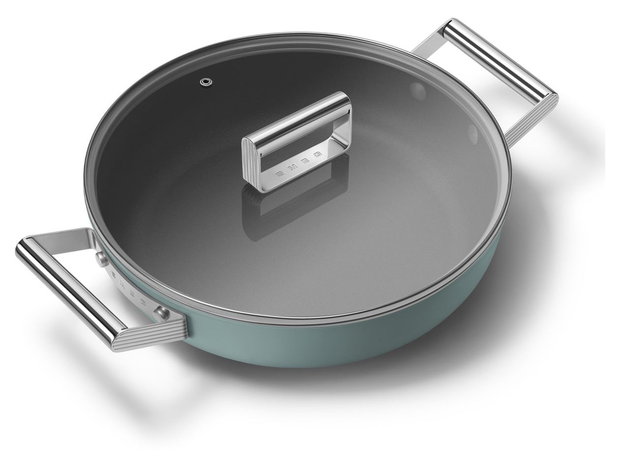 DPF2812EGM Schmorpfanne 50's Style 28 cm Keramik beschichtet für alle Herdplatten und Backöfen bis 250° mit Glas-Deckel 