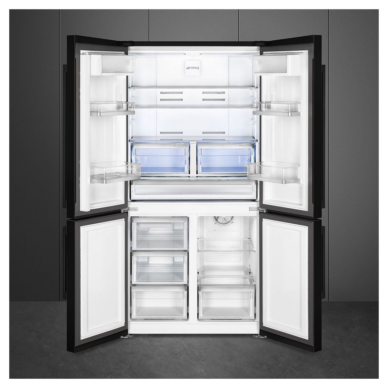 FQ60NDE Side-by-Side Kühl-/ Gefrierkombination French Door 376 l / 196 l 338 kWh NoFrost 1820 mm x 908 mm  (Schwarz) 