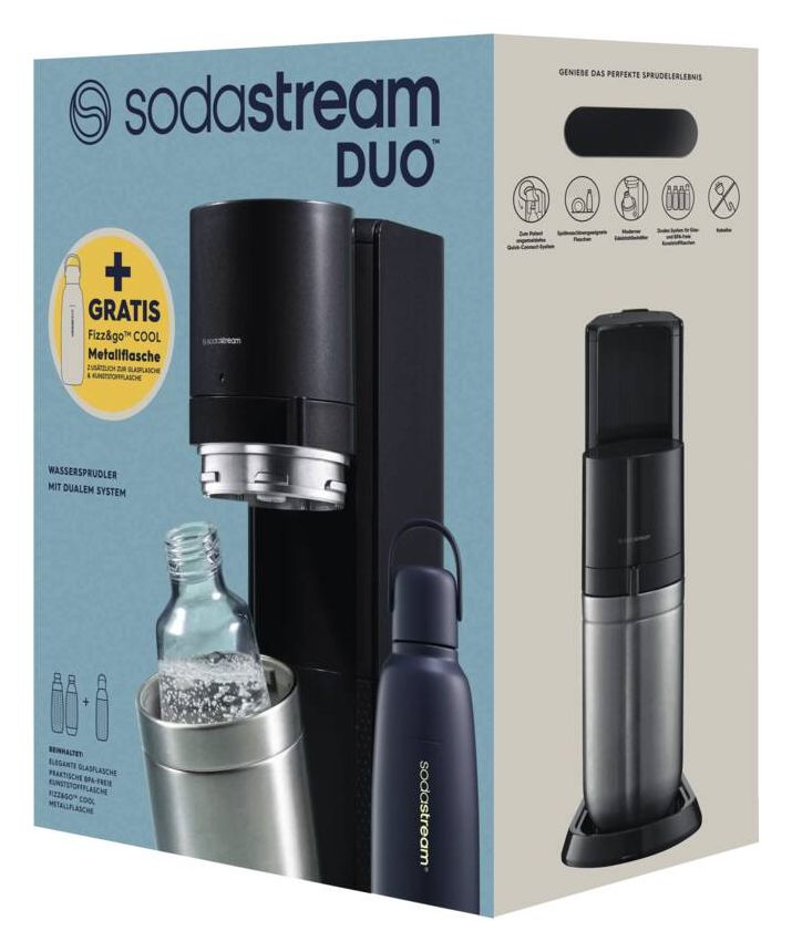 Duo Allround Pack Wassersprudler  (Schwarz, Edelstahl) 