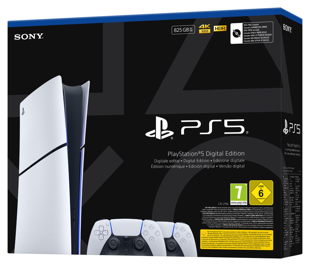 Playstation PS5 Slim Digital Edition  825 GB  (Schwarz, Weiß) 