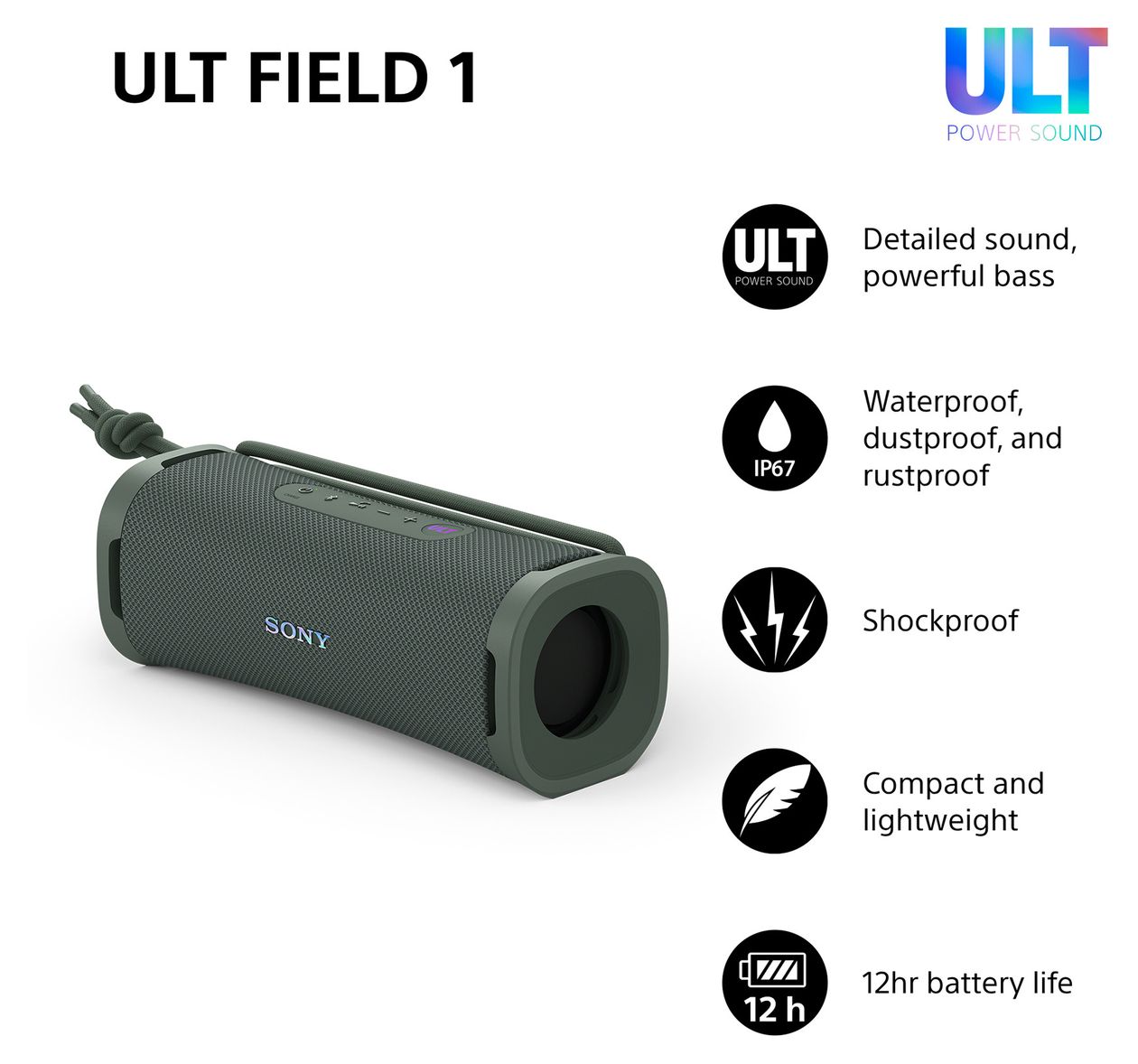 SRS-ULT10 30 W Bluetooth Lautsprecher IP67 Laufzeit bis 12 h  (Grün) 