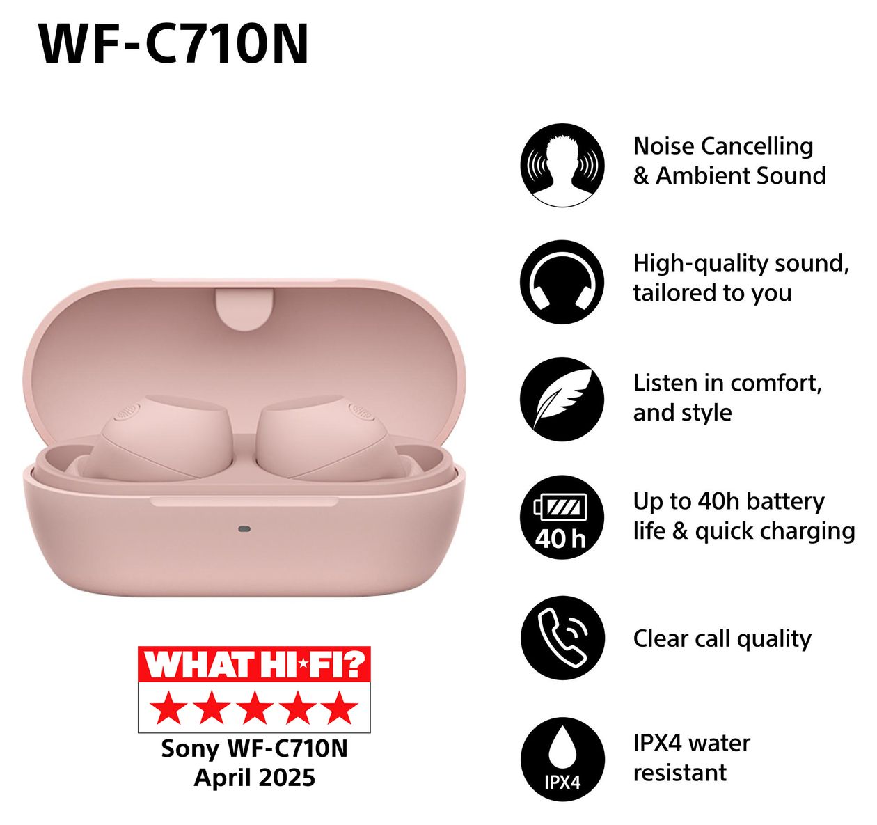 WF-C710NP In-Ear Bluetooth Kopfhörer Kabellos TWS IPX4 USB Typ-C  (Pink) 