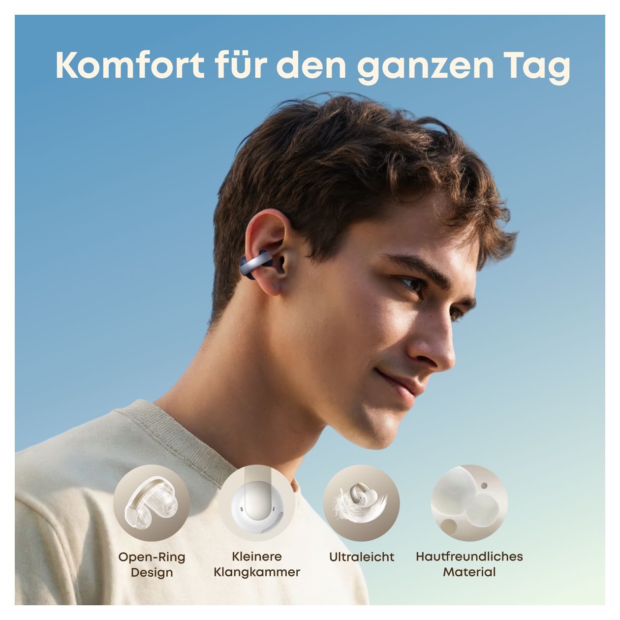 AeroClip Ohraufliegender Bluetooth Kopfhörer Kabellos TWS 8 h Laufzeit  (Blau) 