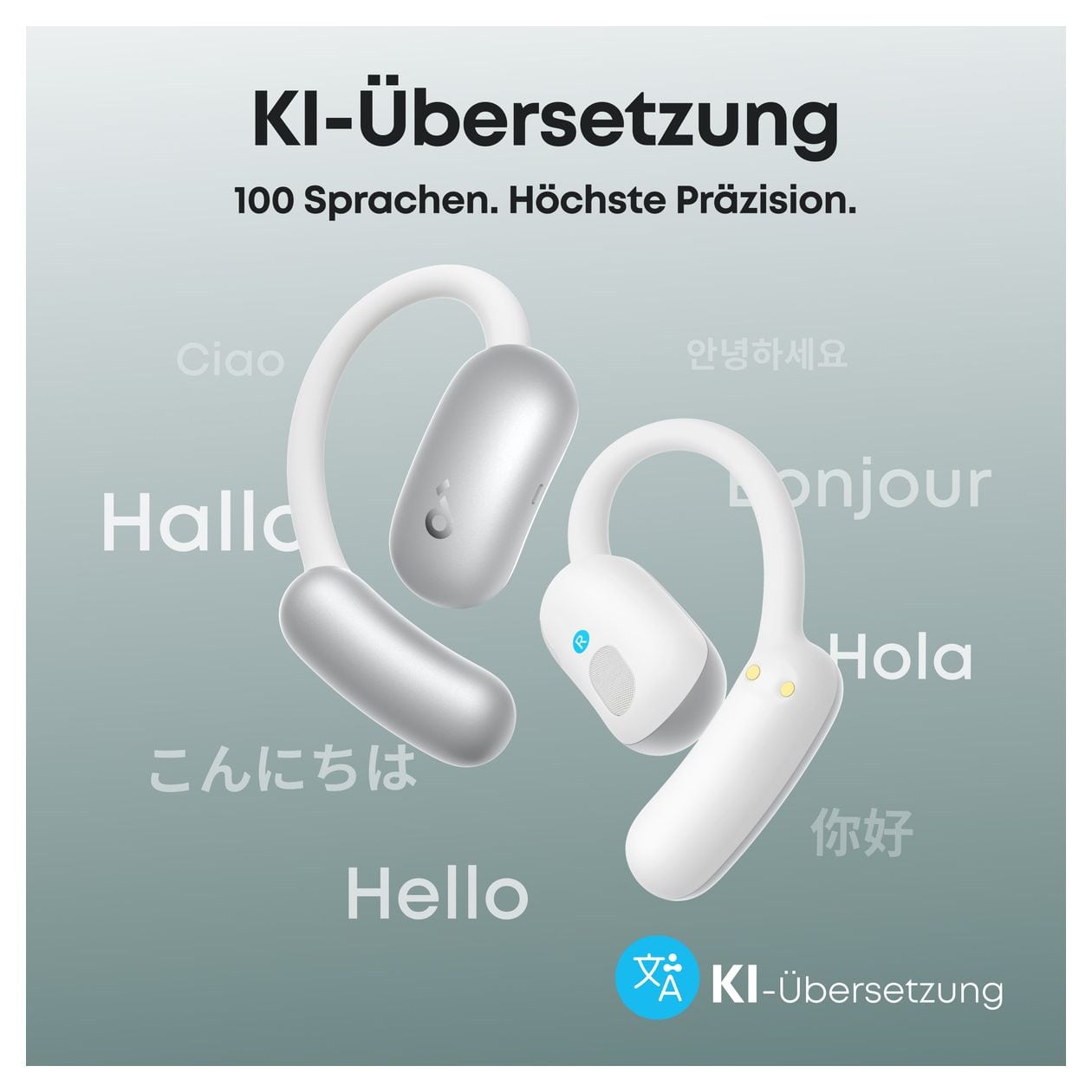 Aerofit 2 Ohraufliegender Bluetooth Kopfhörer kabellos 10 h Laufzeit IP55 USB Typ-C  (Weiß) 