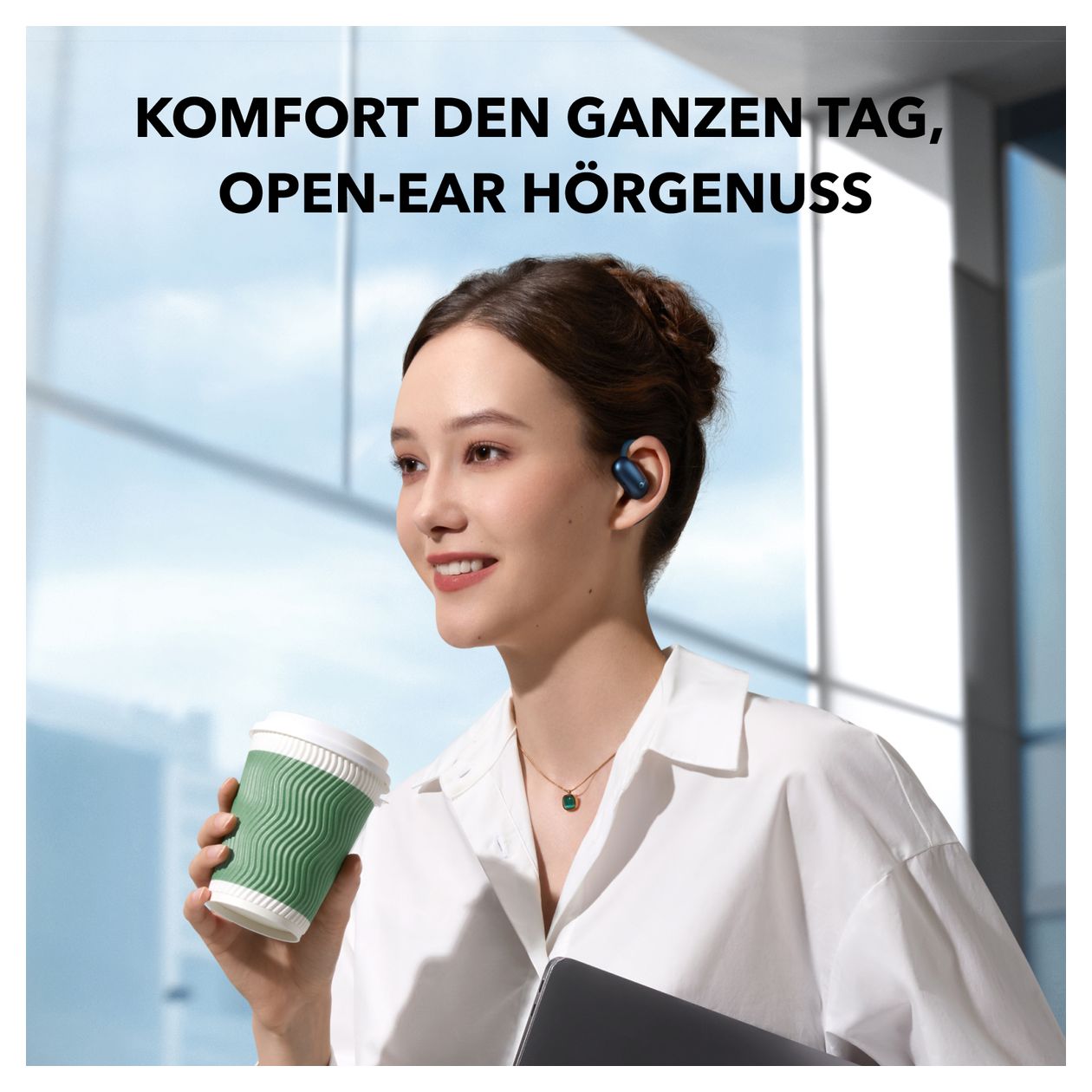 Aerofit 2 Ohraufliegender Bluetooth Kopfhörer kabellos 10 h Laufzeit IP55 USB Typ-C  (Blau) 