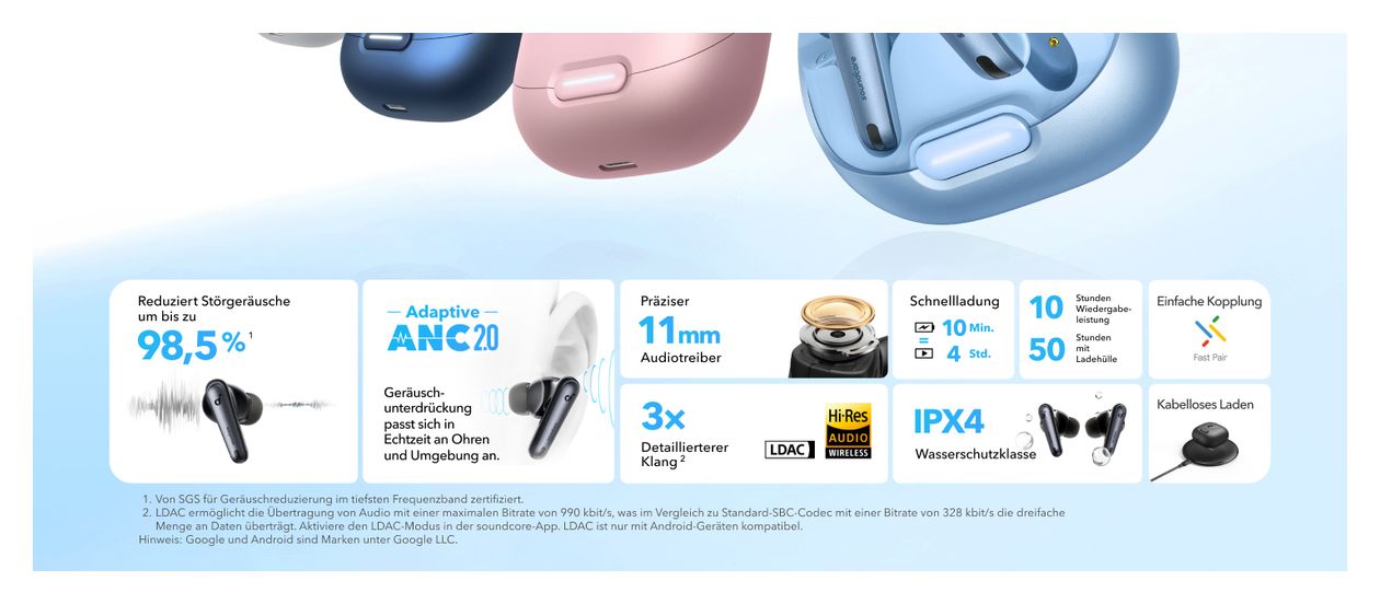 Liberty 4 NC In-Ear Bluetooth Kopfhörer kabellos 10 h Laufzeit IPX4  (Weiß) 