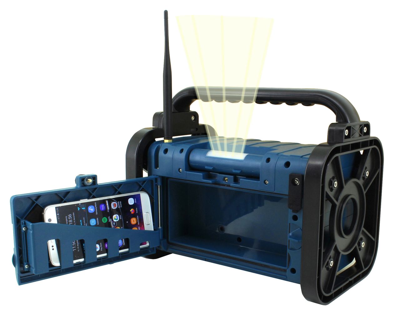 DAB85BL Bluetooth DAB+, FM Radio Tragbar Staubresistent, Spritzwassergeschützt IP44  (Schwarz, Blau) 