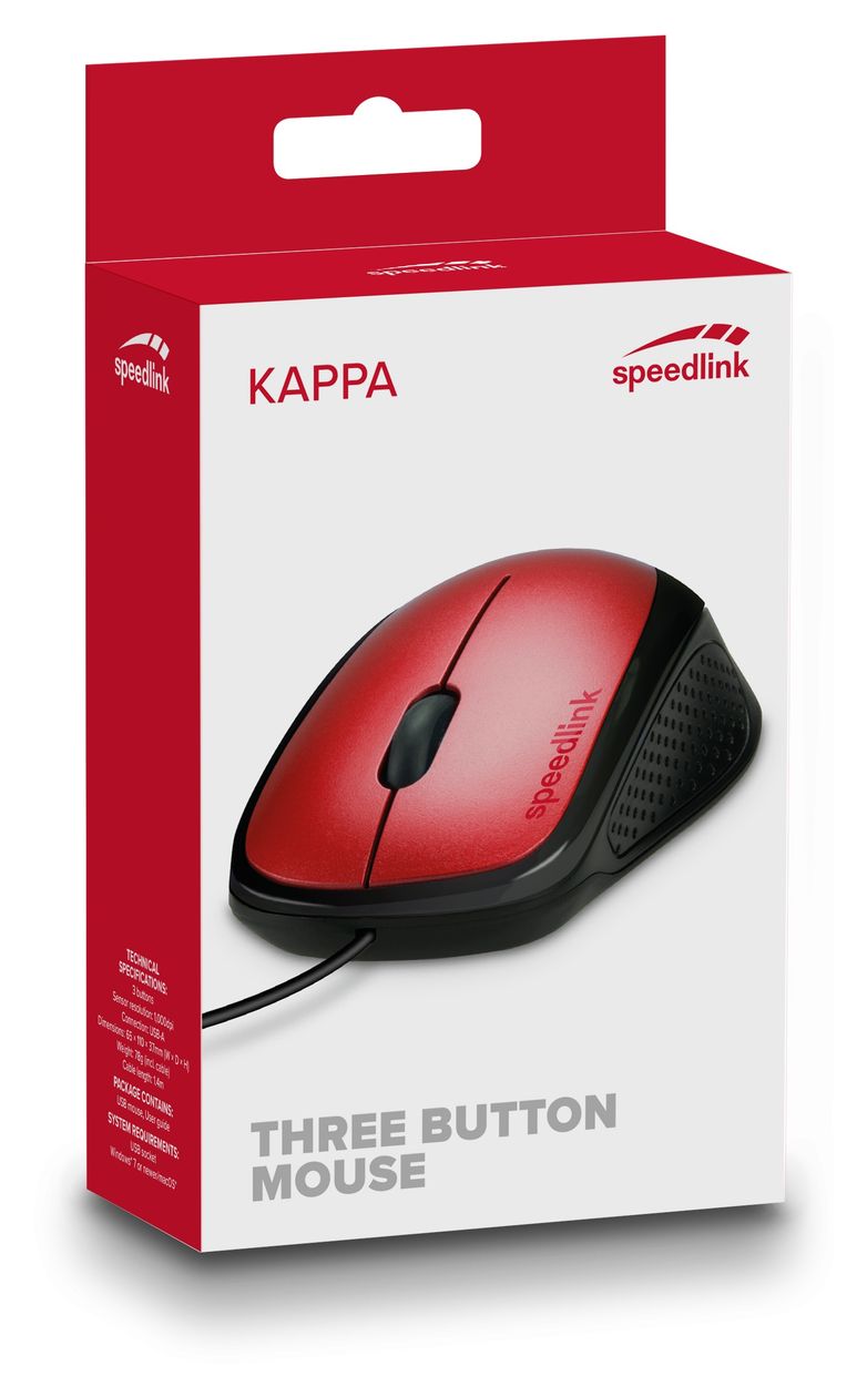 Kappa 1000 DPI Büro Maus Optisch  (Schwarz, Rot) 