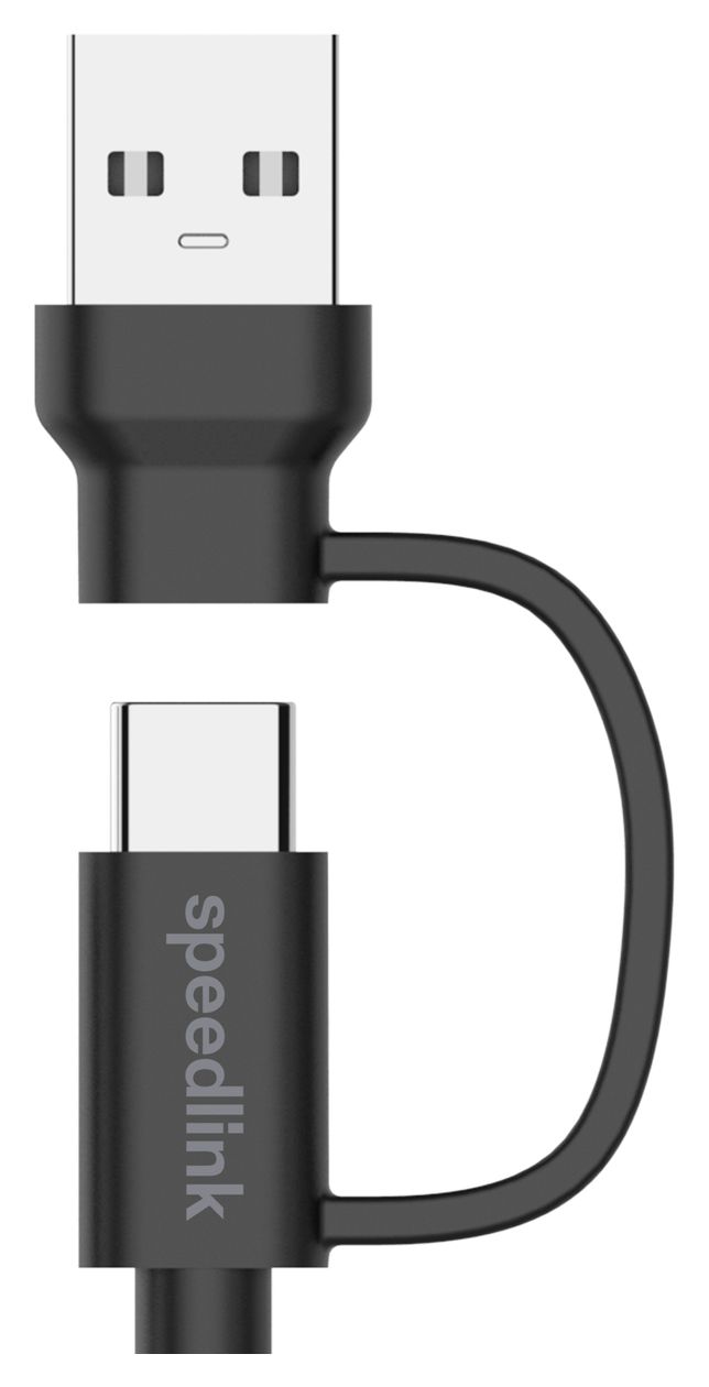 SL-460101-BK Rundkabel USB A/USB C auf USB C Männlich 3 m  (Schwarz) 