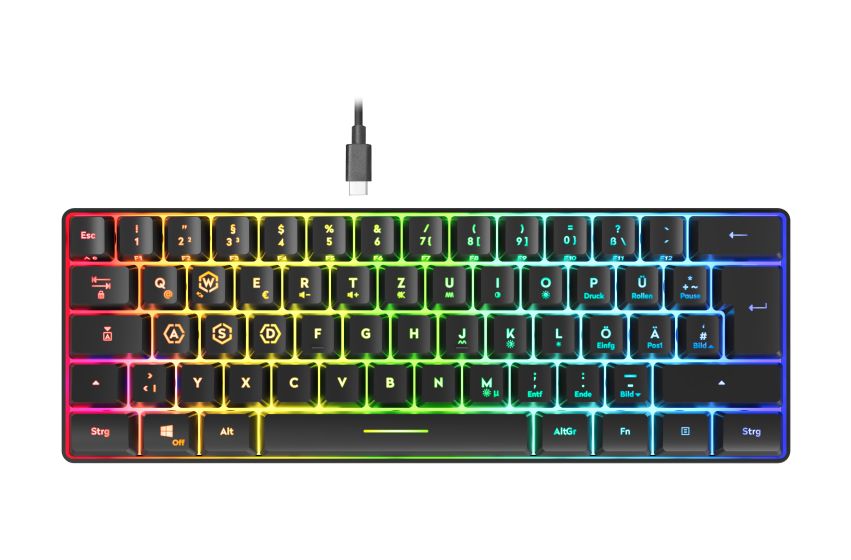 SL-670014 RGB-LED Gaming Tastatur RF kabellos + USB  (Schwarz) 