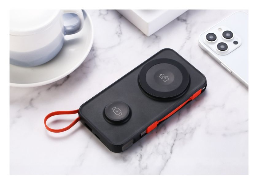 TX-315 10000 mAh Powerbank USB Typ-A Kabelloses Laden  (Schwarz, Rot) 