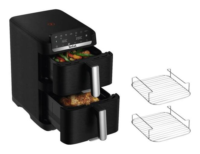 EY7568 Easy Fry Crispy Stack Doppelkammer Heißluftfritteuse 10 l 2700 W  (Schwarz) 