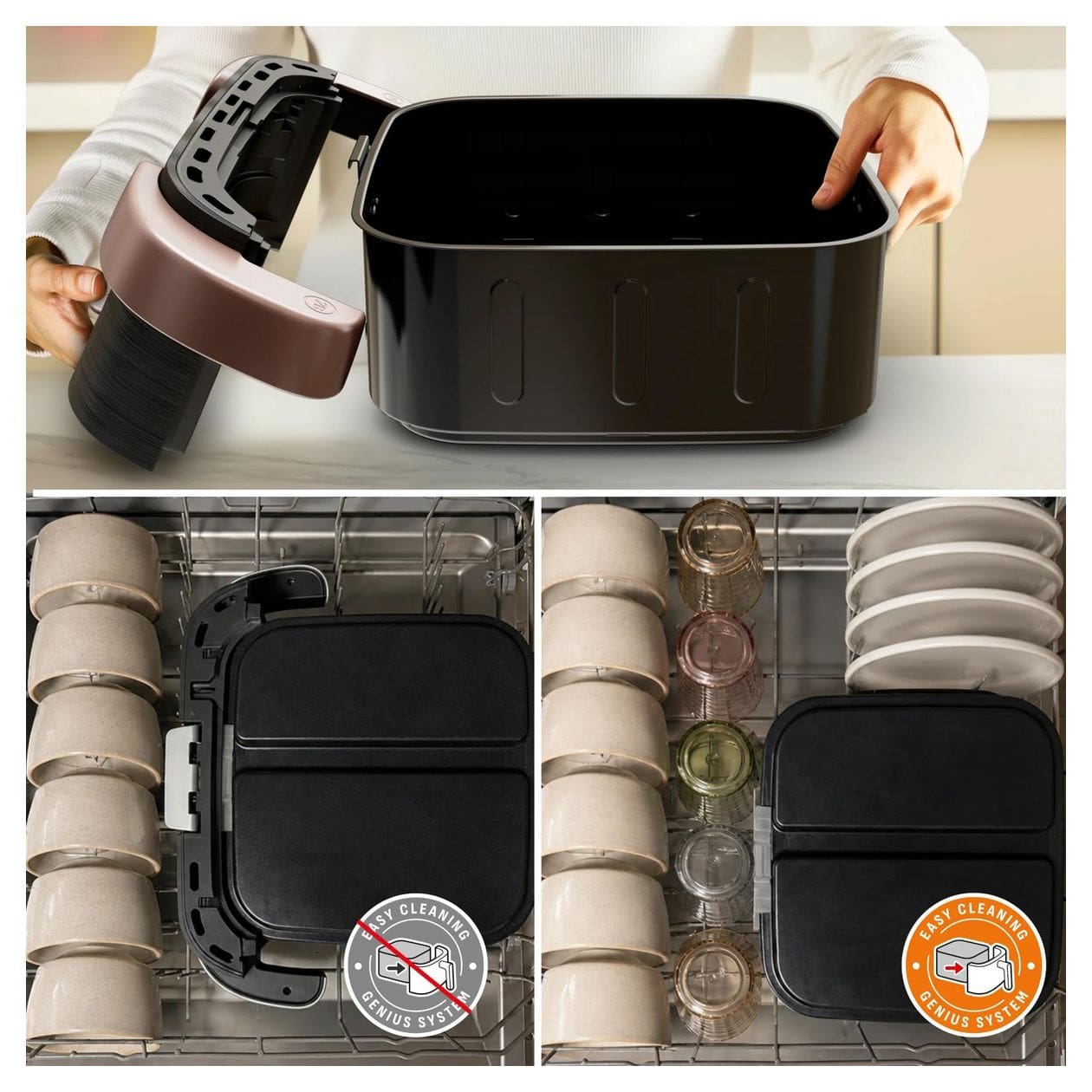 EY968F Infra Heat Ever Fry Trio Heißluftfritteuse 12 l 2850 W  (Schwarz) 