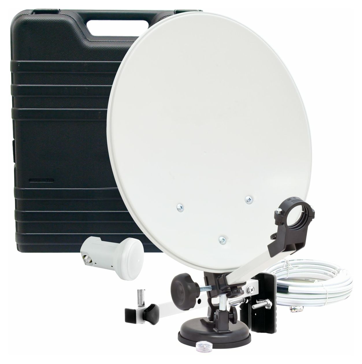 Camping-Anlage ohne Receiver 35 cm Stahl Sat-Spiegel  (Weiß) 
