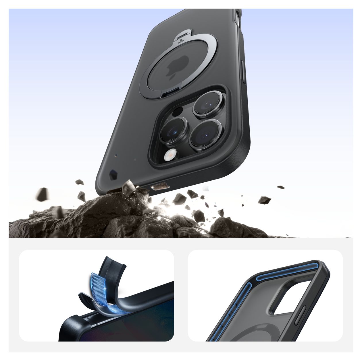 Upro Ostand Spin Cover für Apple iPhone 16 Pro Max  (Schwarz) 