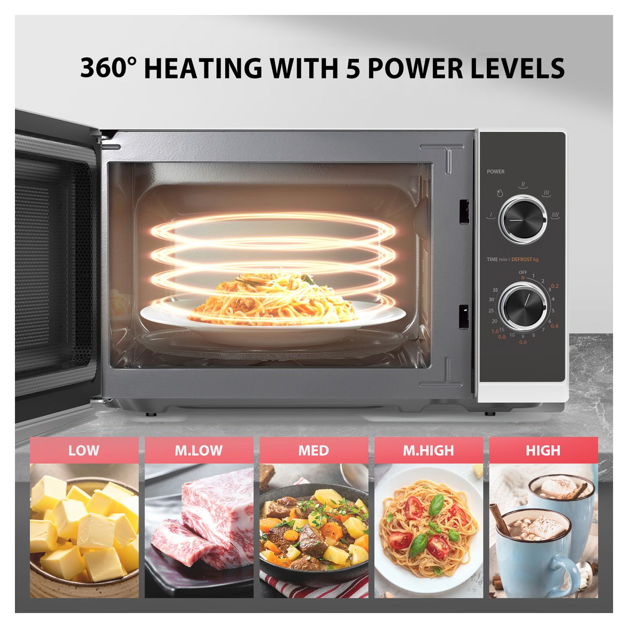 MW3-MM20PF(WH) Freistehende Mikrowelle 800 W Größe: klein 5 Stufen  (Weiß) 