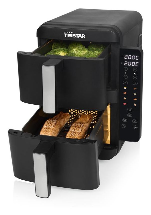 FR-9074 Doppel Heißluftfritteuse 9 l 2400 W  (Schwarz, Grau) 