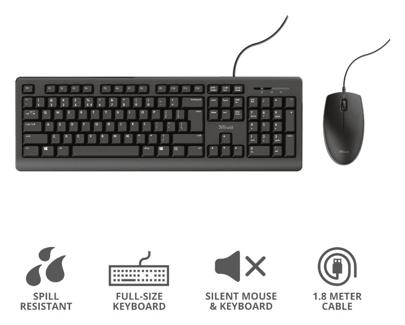 Primo Büro Tastatur USB  (Schwarz) 