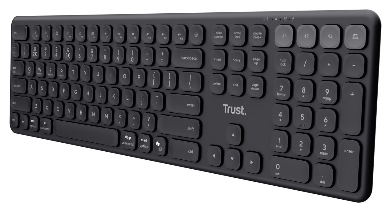 Vaiya Heimbüro Tastatur RF Wireless + Bluetooth 2.4 GHz  (Schwarz) 