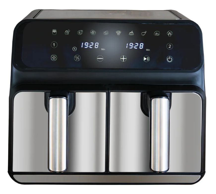 58685 Twin Zone Doppel Heißluftfritteuse 8 l 1700 W  (Schwarz, Grau) 