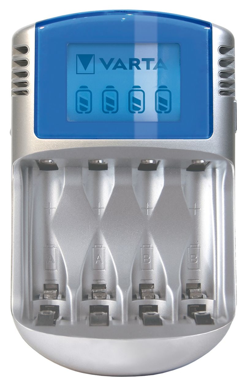 Akku Ladegerät, inkl. 4X AA 2600mAh, Batterieladegerät für wiederaufladbare AA/AAA, LCD Charger, mit USB Kabel & 12V Adapter 