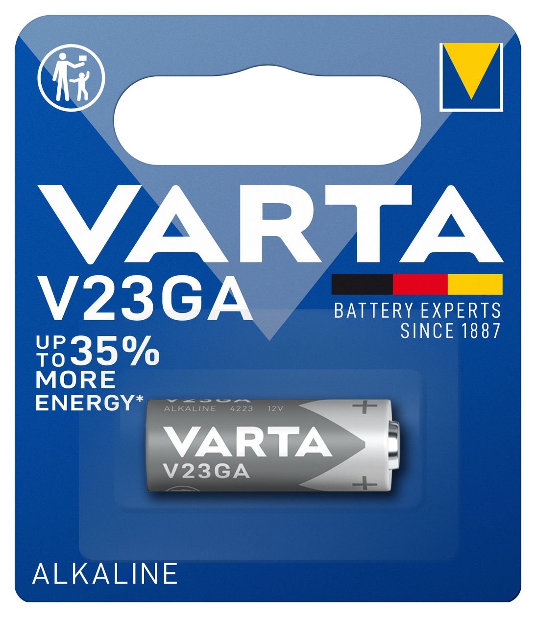 Batterien V23GA, 1 Stück, Alkaline Special, 12V, für Fernbedienungen, Alarmanlagen, Garagentoröffner, Kameras, kompakt mit langanhaltender & hoher Leistung 