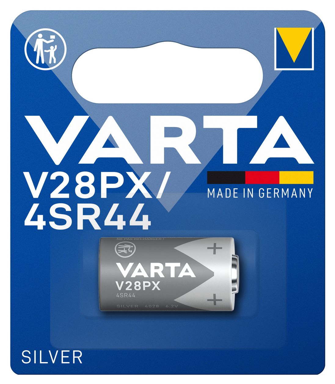 Batterien V28PX/4SR44, 1 Stück, 6,2V, Spezialbatterien für elektronische Kleingeräte - Uhren, Taschenrechner, Made in Germany 