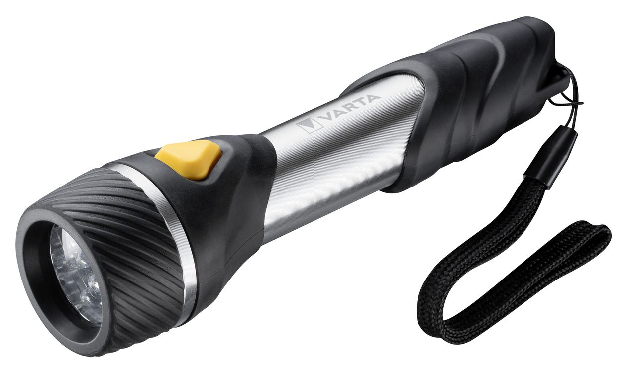 Taschenlampe mit 9 LEDs inkl. 2x AA Batterien, Day Light Multi LED F20 Leuchte, Taschenleuchte mit Anhänger, Lampe ideal für Haushalt, Angeln, Garage, Notfall, Stromausfall, Outdoor 