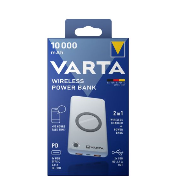 Wireless 10000 mAh Powerbank USB Typ-C Kabelloses Laden  (Weiß) 