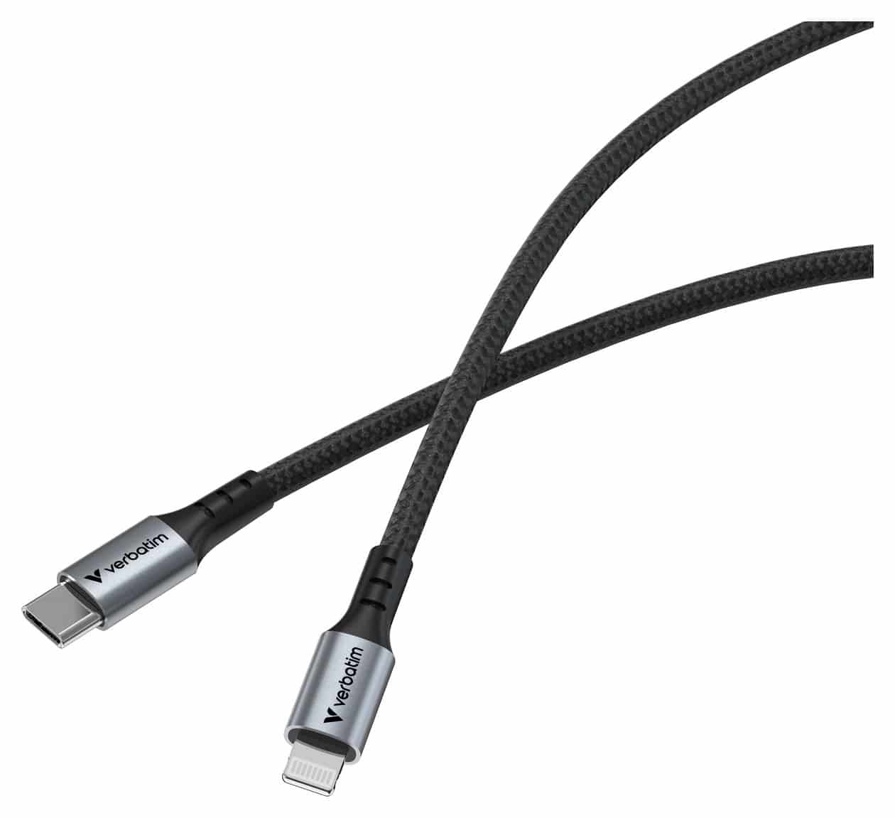 31844 Rundkabel Lightning auf USB C Männlich bis 60 W 1,2 m  (Schwarz) 