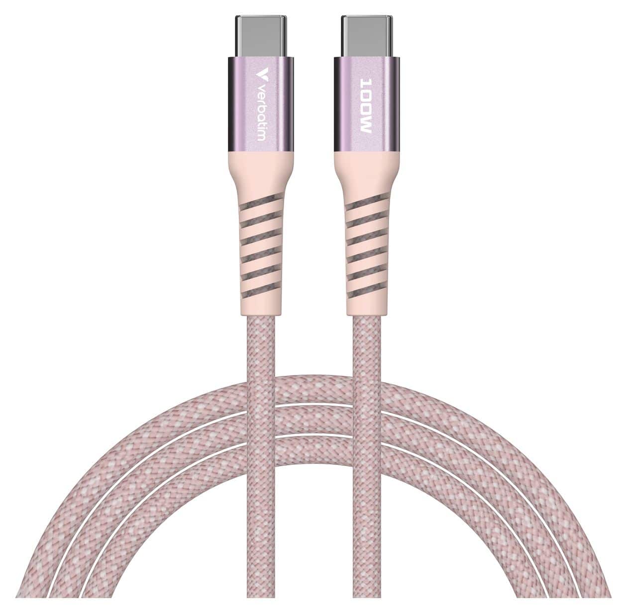 31857 0,48 Gbit/s Rundkabel USB C auf USB C Männlich bis 100 W 1,2 m  (Pink) 