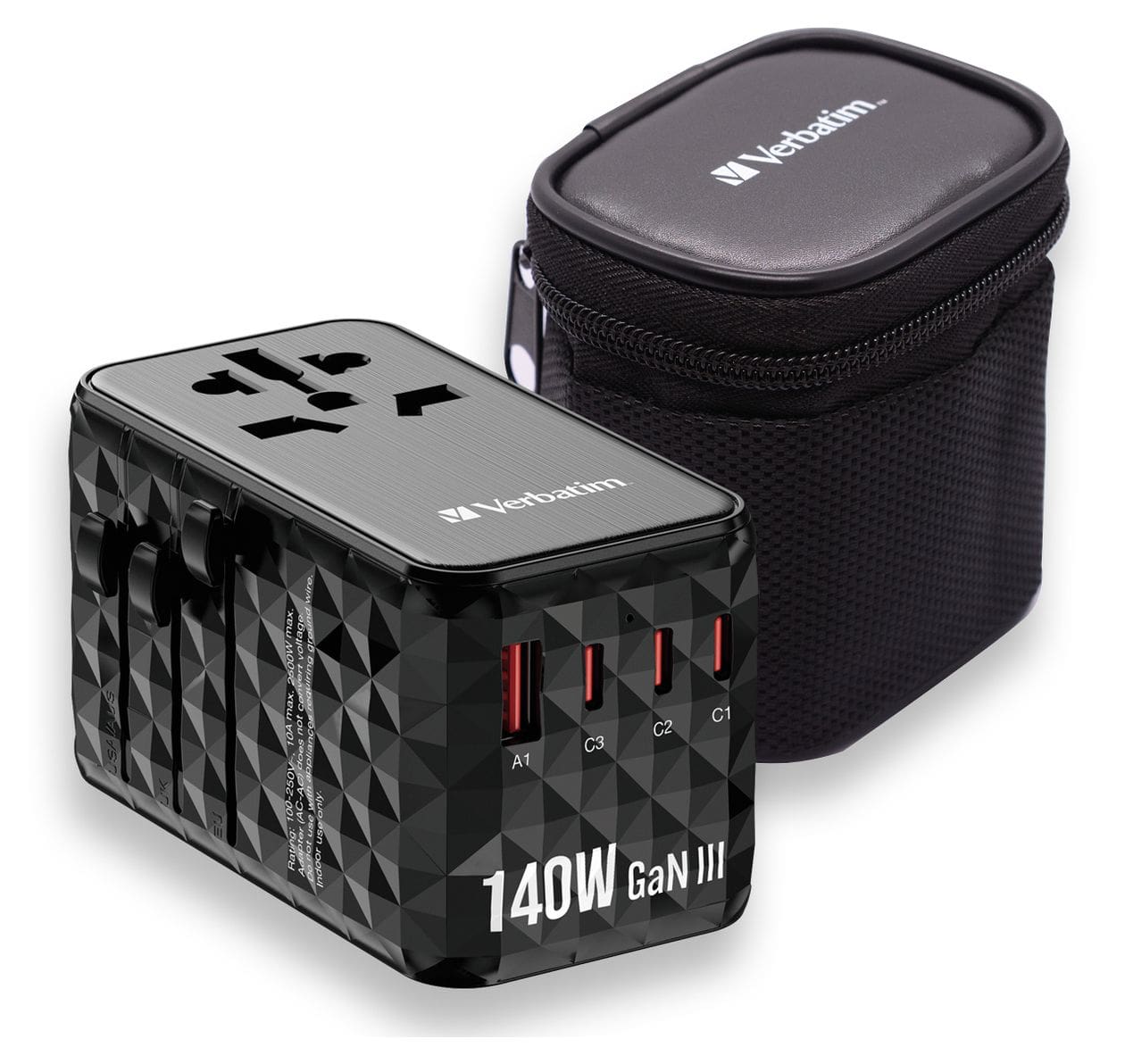 GaN III Universal-Reiseadapter UTA-10 140 W Ladegerät  (Schwarz) 