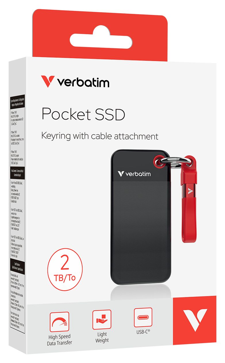 Pocket 2 TB SSD M.2  (Schwarz, Rot) 