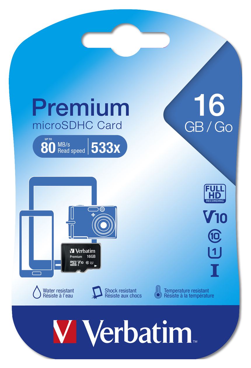 Premium MicroSDHC Speicherkarte 16 GB Klasse 10 