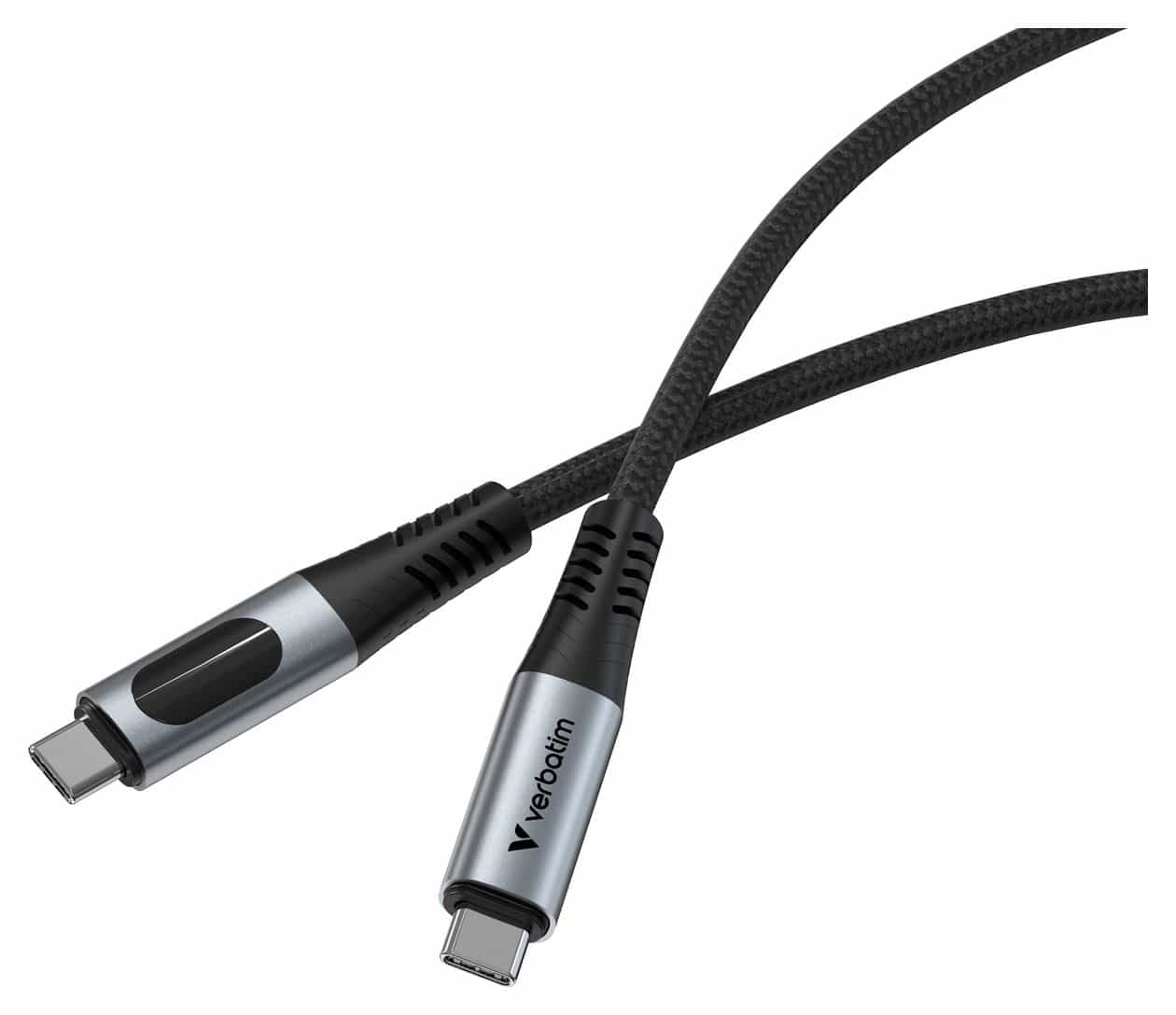 Sync & Charge Display 480 Mbit/s Stecker Rundkabel USB C auf USB C bis 100 W 1,2 m  (Schwarz) 