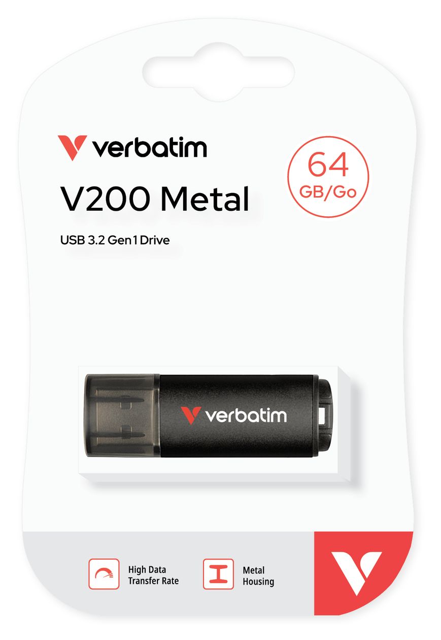 V200 Metal USB Typ-A Stick 64 GB  (Schwarz) 