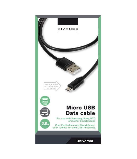 2836292 USB A auf Micro-USB B Männlich 2 m  (Schwarz) 