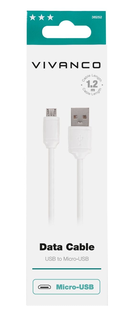 36252 Stecker Micro-USB B auf USB A 1,2 m  (Weiß) 