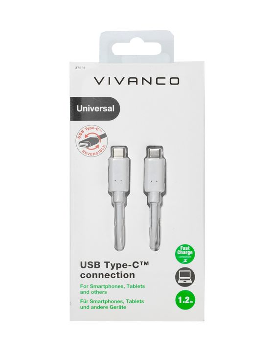 37561 USB C auf USB C Männlich 1,2 m  (Weiß) 