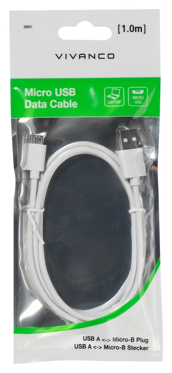 39451 USB A auf Micro-USB B Männlich 1 m  (Weiß) 
