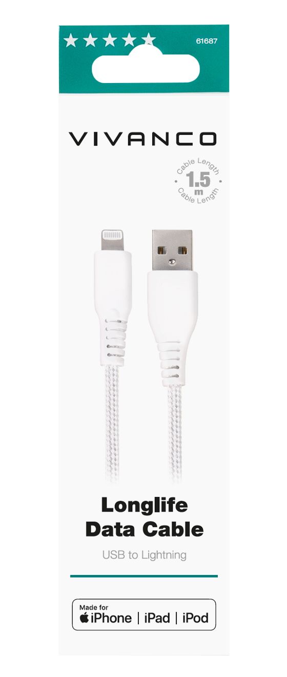 61687 Lightning auf USB A Männlich 1,5 m  (Weiß) 