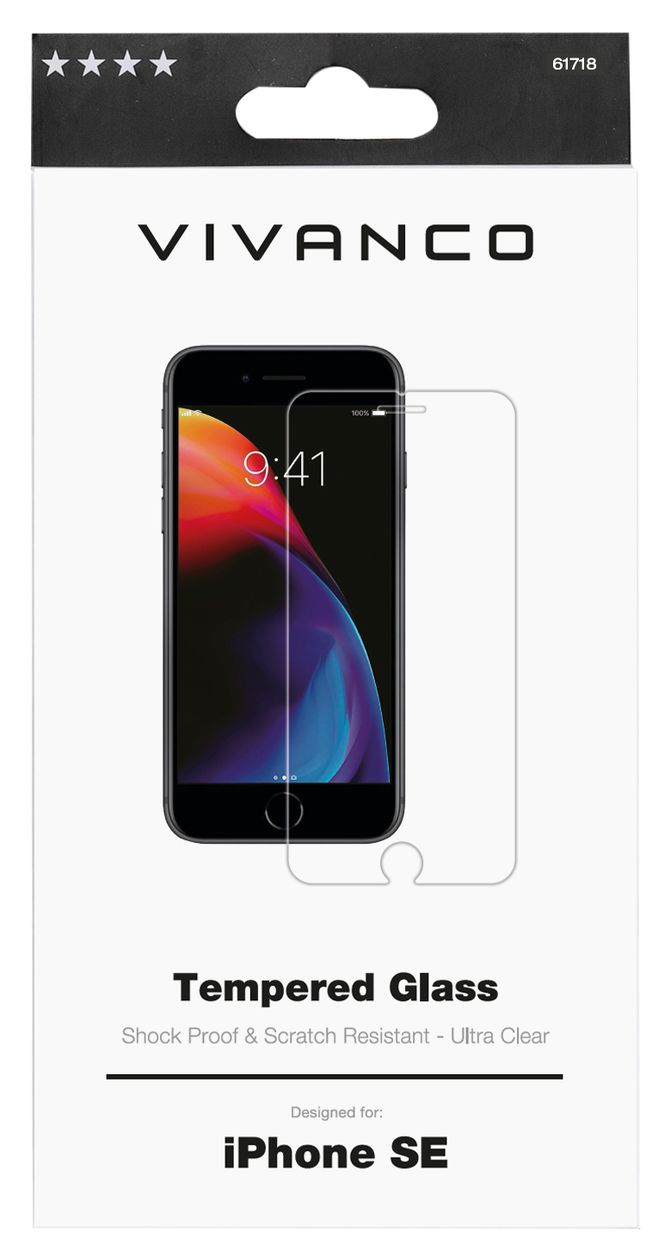 61718 Klare Bildschirmschutzfolie gehärtetes Glas für  Apple iPhone SE 2020 Kratzresistent, Schockresistent 
