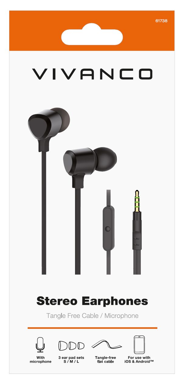 61738 In-Ear Kopfhörer Kabelgebunden  (Schwarz) 